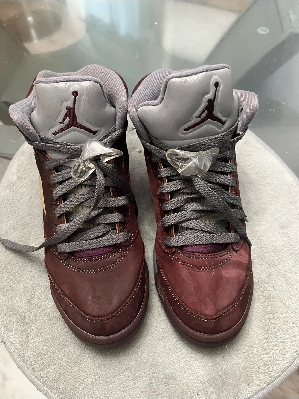 Jordan Men's Burgundy and Gray High-Top Sneakers